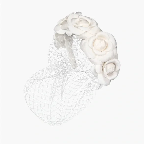 NEW, NEVER WORN Jennifer Behr Eden Voilette Headband / Birdcage Veil Eden Voilette Headband -- Cream – Jennifer Behr LLC main image 2